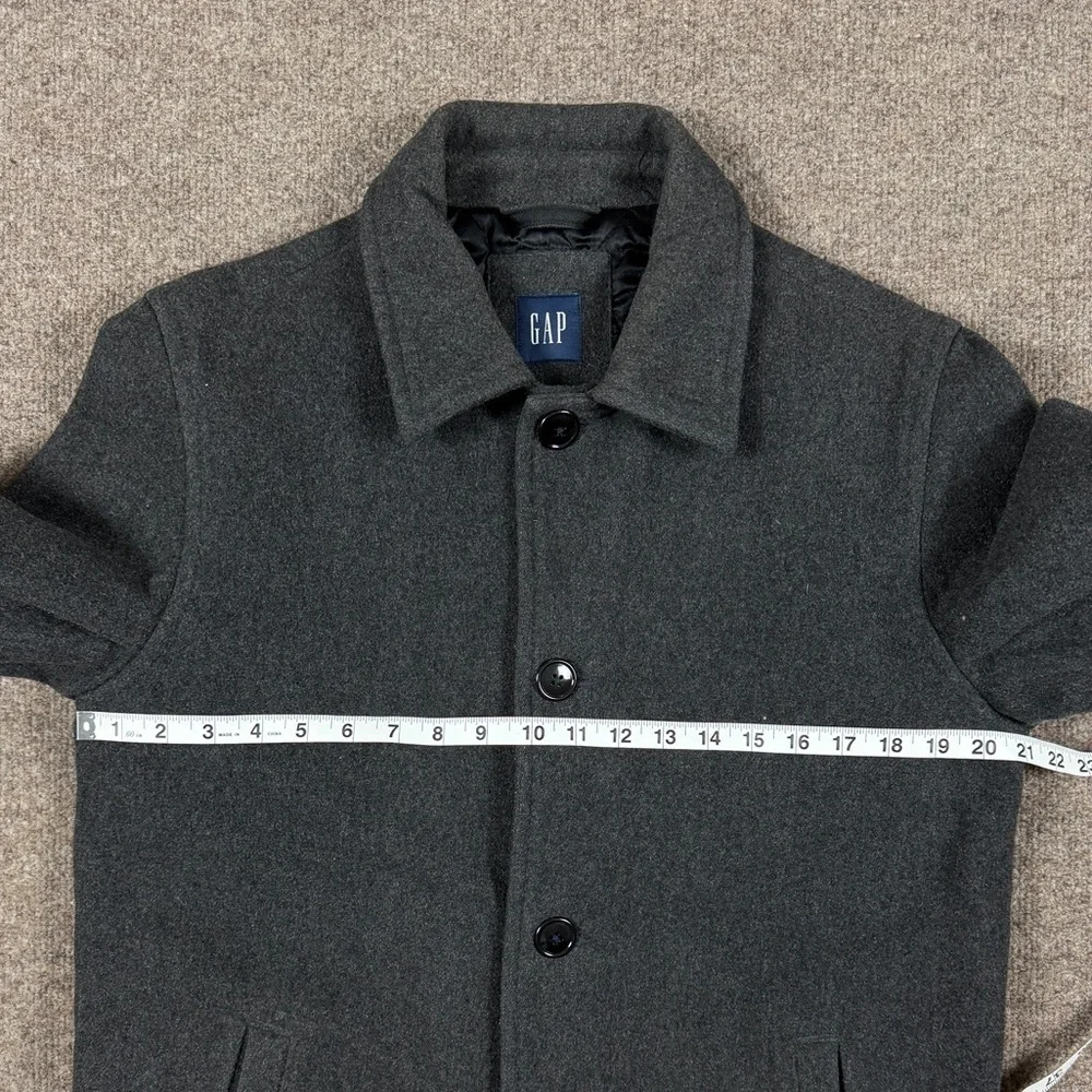 Gap Grey Wool Blend Single Breasted Short Overcoat Mens Small Preppy Quilt Lined